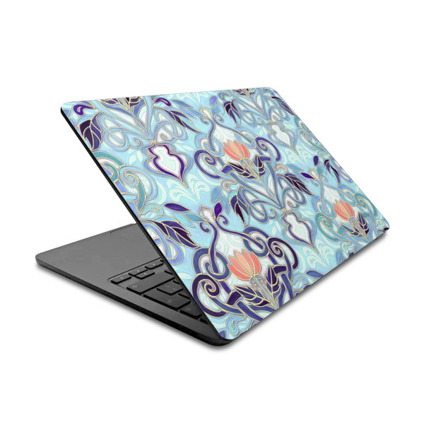 Micklyn Le Feuvre Patterns 2 Indigo Blue Art Nouveau With Peach Flowers Vinyl Sticker Skin Decal Cover for Apple MacBook Air 13.6" A2681 (2022)