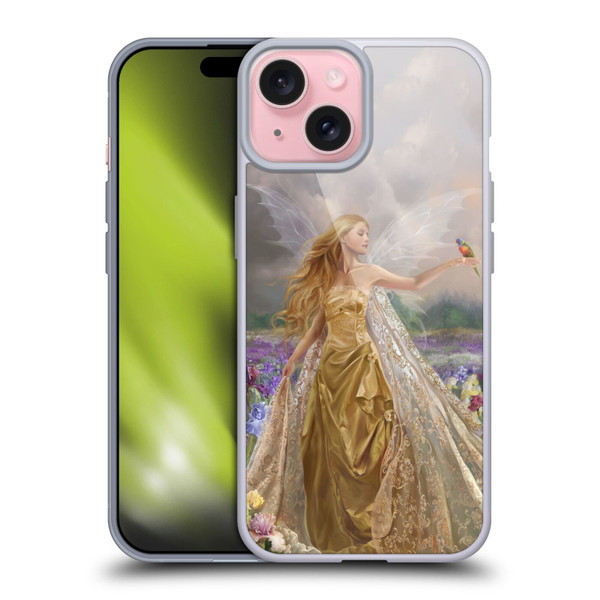 Nene Thomas Deep Forest Gold Angel Fairy With Bird Soft Gel Case for Apple iPhone 15