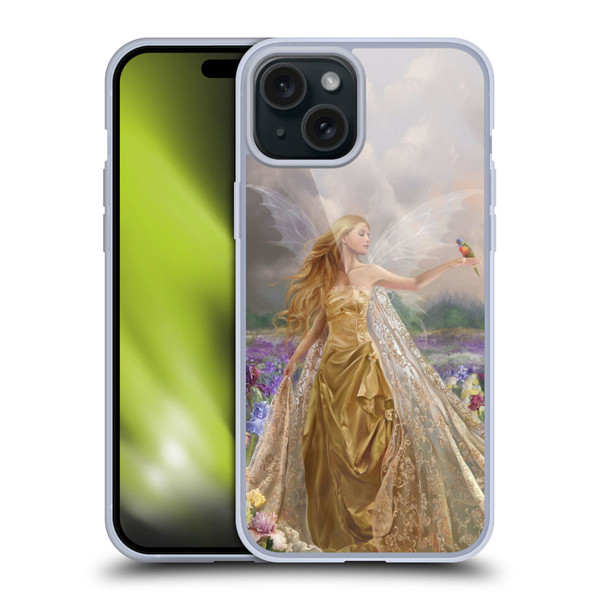 Nene Thomas Deep Forest Gold Angel Fairy With Bird Soft Gel Case for Apple iPhone 15 Plus