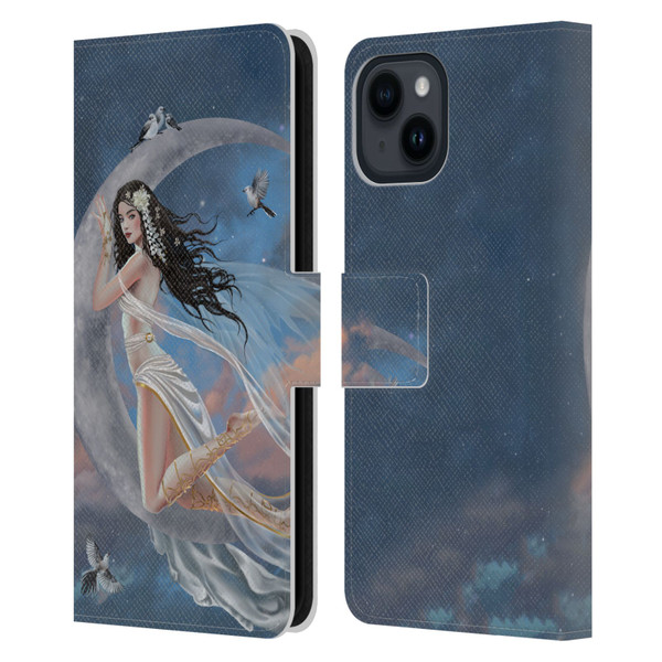 Nene Thomas Art Moon Lullaby Leather Book Wallet Case Cover For Apple iPhone 15