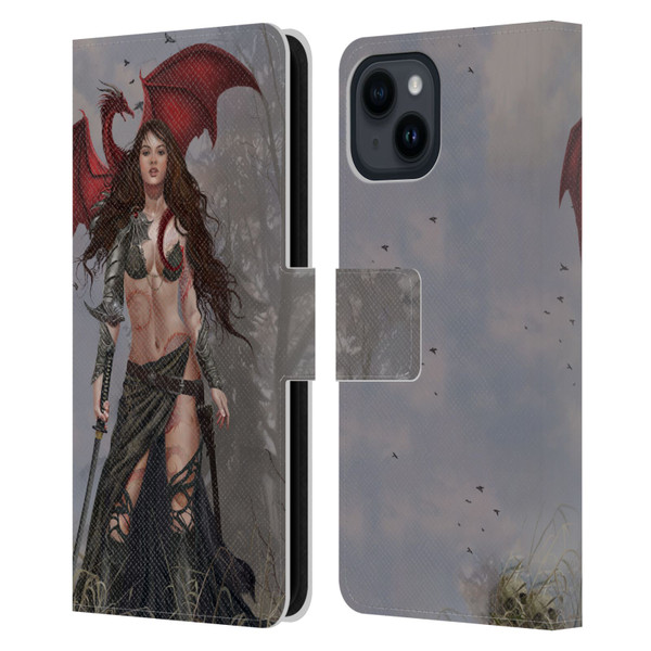 Nene Thomas Gothic Dragon Witch Warrior Sword Leather Book Wallet Case Cover For Apple iPhone 15