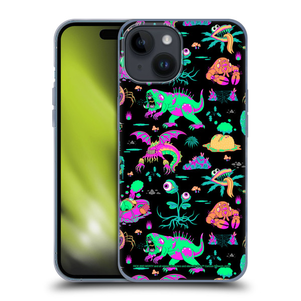 Rick And Morty Season 3 Graphics Aliens Soft Gel Case for Apple iPhone 15
