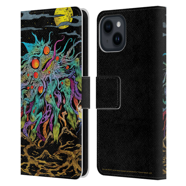 Rick And Morty Season 1 & 2 Graphics The Dunrick Horror Leather Book Wallet Case Cover For Apple iPhone 15