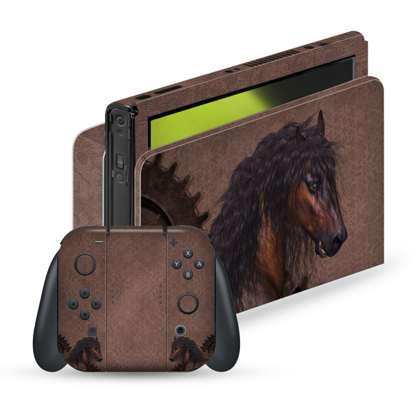 Simone Gatterwe Steampunk Horse Mechanical Gear Vinyl Sticker Skin Decal Cover for Nintendo Switch OLED