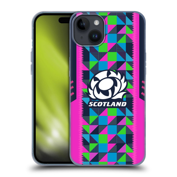 Scotland Rugby 2023/24 Crest Kit Neon Training Soft Gel Case for Apple iPhone 15 Plus