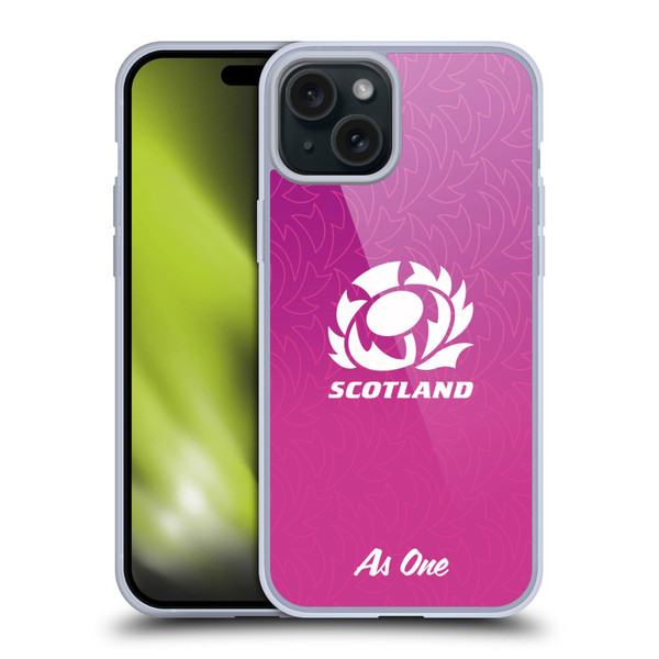 Scotland Rugby Graphics Gradient Pattern Soft Gel Case for Apple iPhone 15 Plus