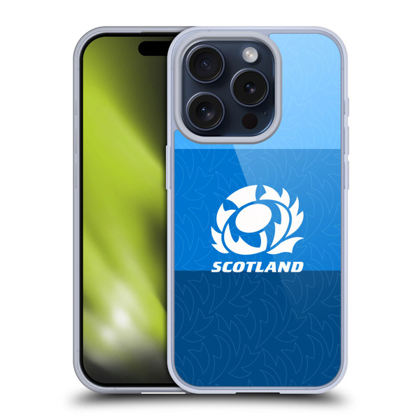 Scotland Rugby Graphics Stripes Pattern Soft Gel Case for Apple iPhone 15 Pro