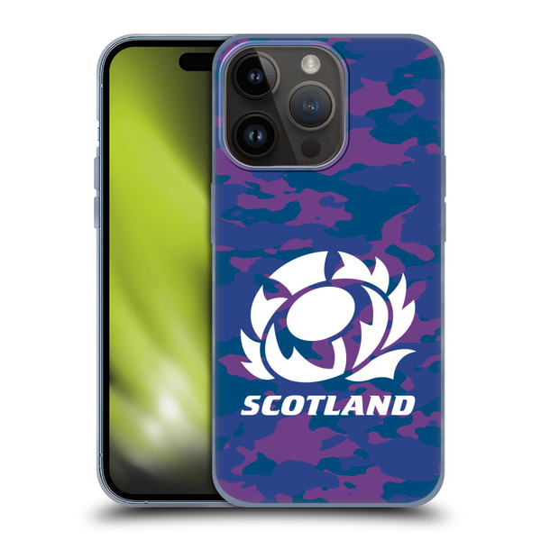 Scotland Rugby Logo 2 Camouflage Soft Gel Case for Apple iPhone 15 Pro
