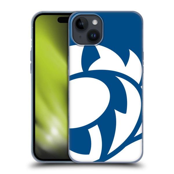 Scotland Rugby Oversized Thistle Saltire Blue Soft Gel Case for Apple iPhone 15 Plus