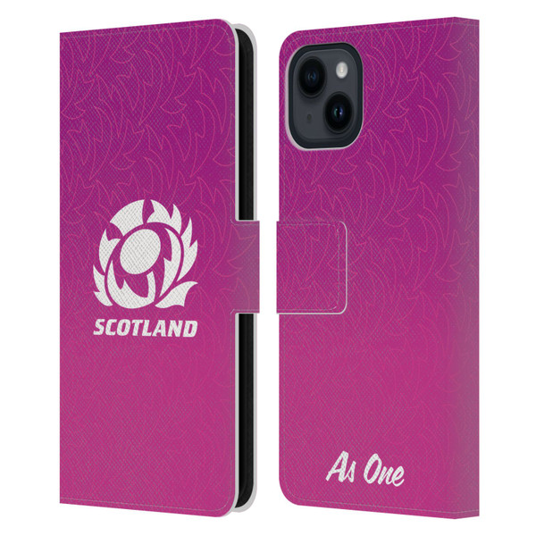 Scotland Rugby Graphics Gradient Pattern Leather Book Wallet Case Cover For Apple iPhone 15