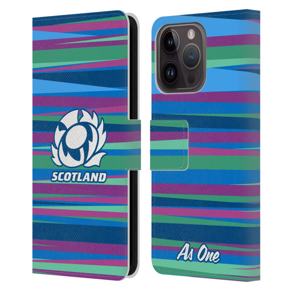 Scotland Rugby Graphics Training Pattern Leather Book Wallet Case Cover For Apple iPhone 15 Pro