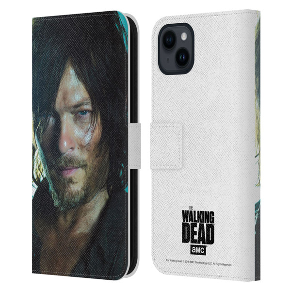 AMC The Walking Dead Characters Daryl Leather Book Wallet Case Cover For Apple iPhone 15 Plus