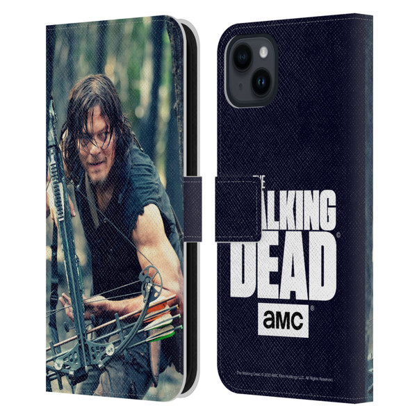 AMC The Walking Dead Daryl Dixon Lurk Leather Book Wallet Case Cover For Apple iPhone 15 Plus