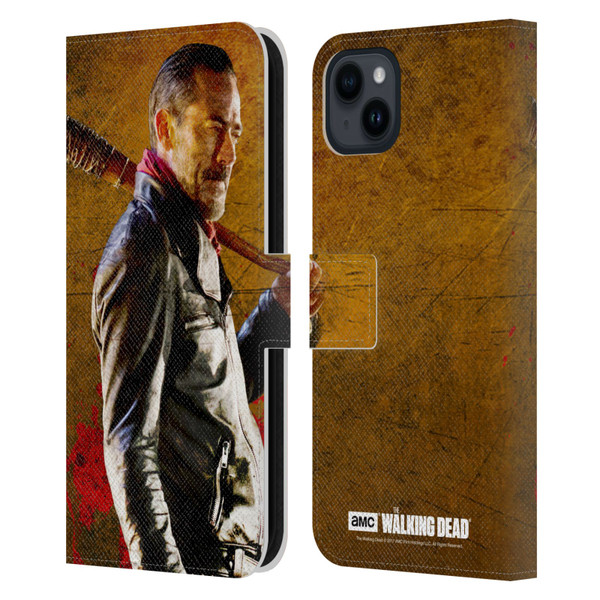 AMC The Walking Dead Negan Lucille 1 Leather Book Wallet Case Cover For Apple iPhone 15 Plus
