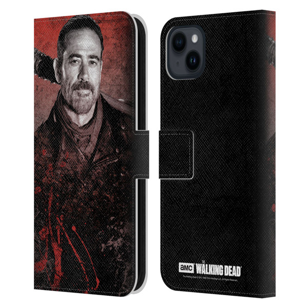 AMC The Walking Dead Negan Lucille 2 Leather Book Wallet Case Cover For Apple iPhone 15 Plus