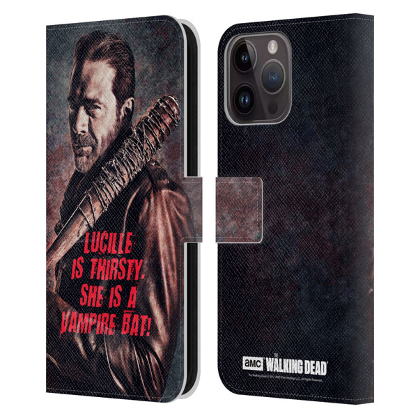 AMC The Walking Dead Negan Lucille Vampire Bat Leather Book Wallet Case Cover For Apple iPhone 15 Pro Max