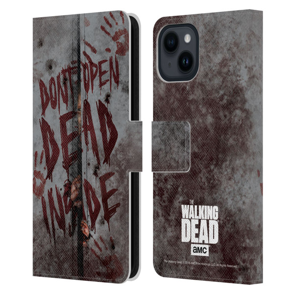 AMC The Walking Dead Typography Dead Inside Leather Book Wallet Case Cover For Apple iPhone 15