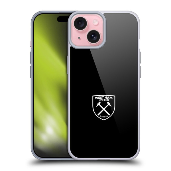 West Ham United FC Crest White Logo Soft Gel Case for Apple iPhone 15