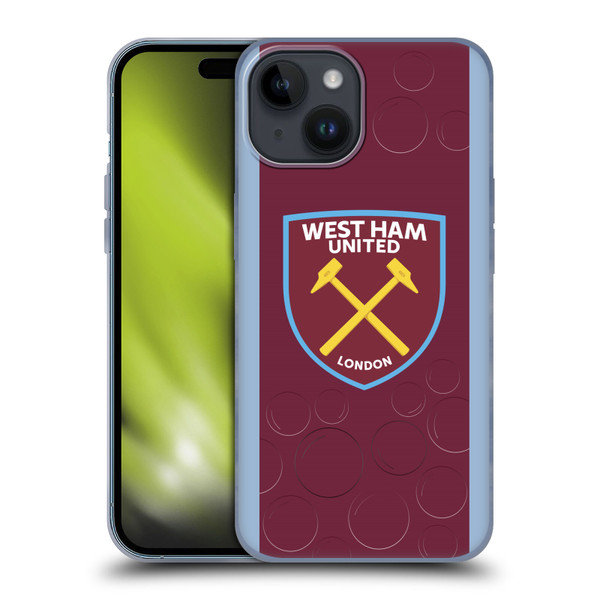 West Ham United FC 2023/24 Crest Kit Home Soft Gel Case for Apple iPhone 15