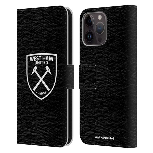 West Ham United FC Crest White Logo Leather Book Wallet Case Cover For Apple iPhone 15 Pro Max