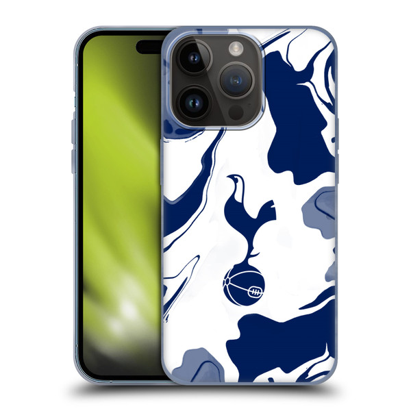 Tottenham Hotspur F.C. Badge Blue And White Marble Soft Gel Case for Apple iPhone 15 Pro