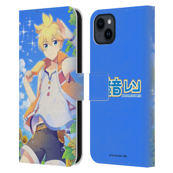 Hatsune Miku Characters Kagamine Len Leather Book Wallet Case Cover For Apple iPhone 15 Plus