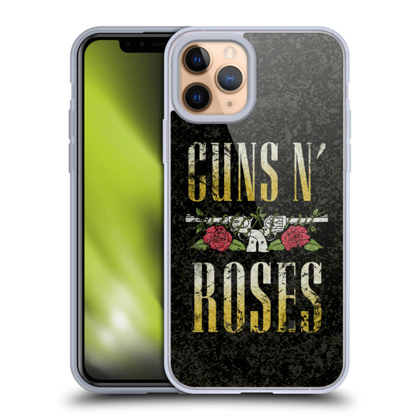 Guns N' Roses Key Art Text Logo Pistol Soft Gel Case for Apple iPhone 11 Pro