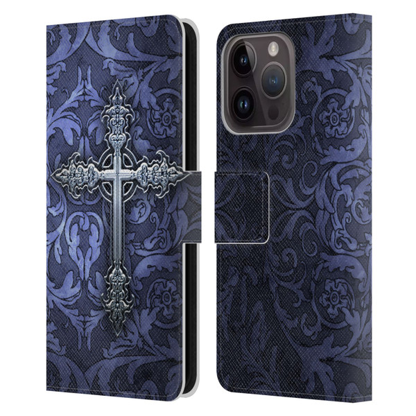 Brigid Ashwood Crosses Gothic Leather Book Wallet Case Cover For Apple iPhone 15 Pro