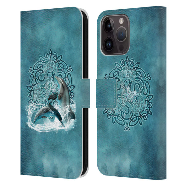 Brigid Ashwood Celtic Wisdom Dolphin Leather Book Wallet Case Cover For Apple iPhone 15 Pro Max