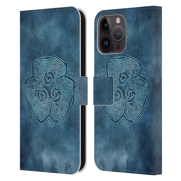 Brigid Ashwood Celtic Wisdom Knot Wolf Leather Book Wallet Case Cover For Apple iPhone 15 Pro Max