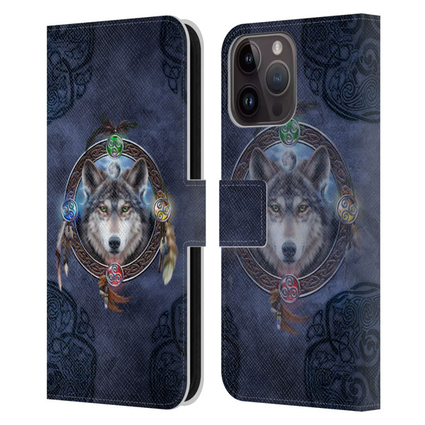 Brigid Ashwood Celtic Wisdom Wolf Guide Leather Book Wallet Case Cover For Apple iPhone 15 Pro Max