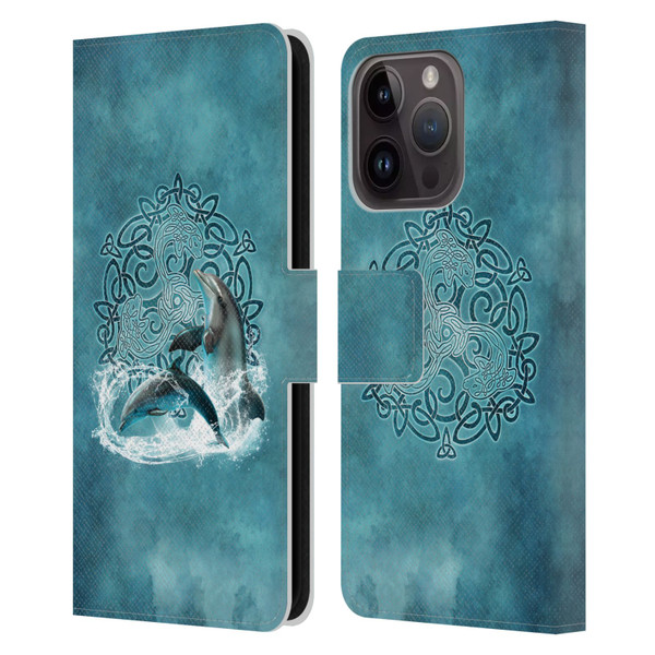 Brigid Ashwood Celtic Wisdom Dolphin Leather Book Wallet Case Cover For Apple iPhone 15 Pro