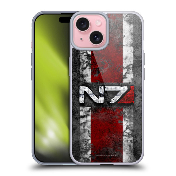 EA Bioware Mass Effect Graphics N7 Logo Distressed Soft Gel Case for Apple iPhone 15 & MagSafe