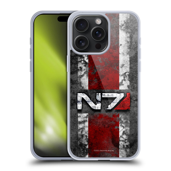 EA Bioware Mass Effect Graphics N7 Logo Distressed Soft Gel Case for Apple iPhone 15 Pro Max & MagSafe