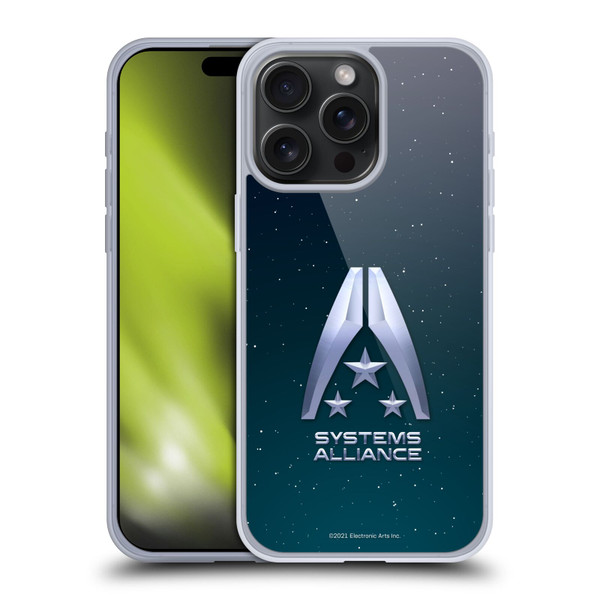 EA Bioware Mass Effect Graphics Systems Alliance Logo Soft Gel Case for Apple iPhone 15 Pro Max & MagSafe