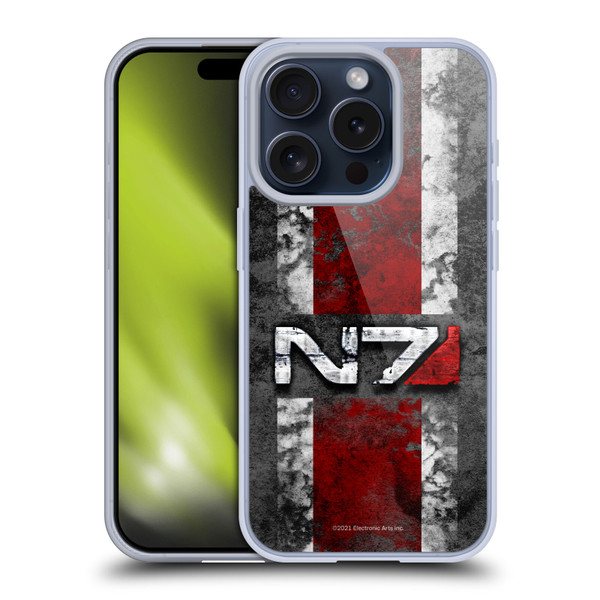 EA Bioware Mass Effect Graphics N7 Logo Distressed Soft Gel Case for Apple iPhone 15 Pro & MagSafe
