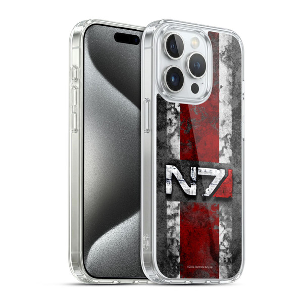 EA Bioware Mass Effect Graphics N7 Logo Distressed Soft Gel Case for Apple iPhone 15 Pro & MagSafe