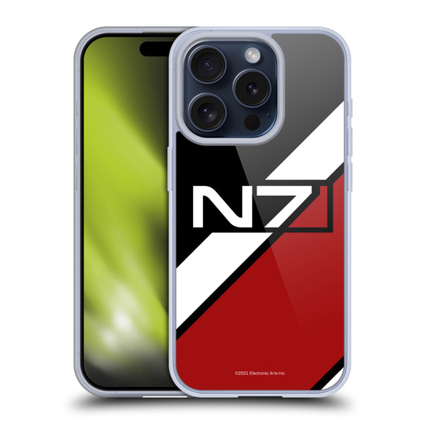 EA Bioware Mass Effect Graphics N7 Logo Stripes Soft Gel Case for Apple iPhone 15 Pro & MagSafe