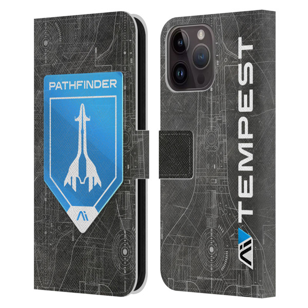 EA Bioware Mass Effect Andromeda Graphics Pathfinder Badge Leather Book Wallet Case Cover For Apple iPhone 15 Pro Max