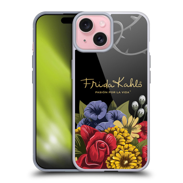 Frida Kahlo Red Florals Efflorescence Soft Gel Case for Apple iPhone 15
