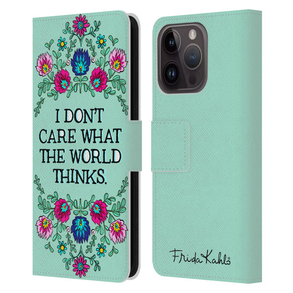 Frida Kahlo Art & Quotes Confident Woman Leather Book Wallet Case Cover For Apple iPhone 15 Pro
