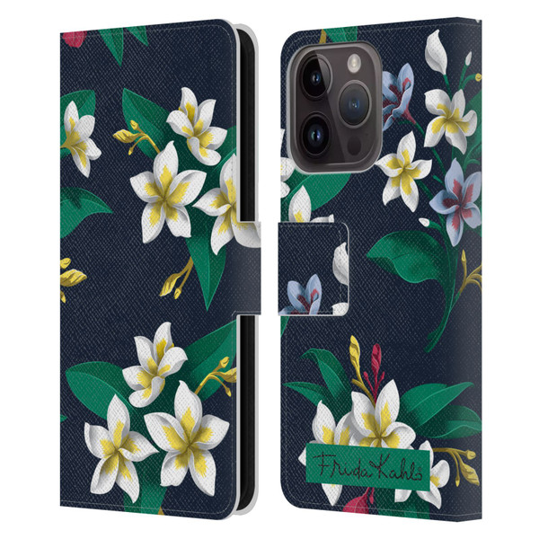 Frida Kahlo Flowers Plumeria Leather Book Wallet Case Cover For Apple iPhone 15 Pro