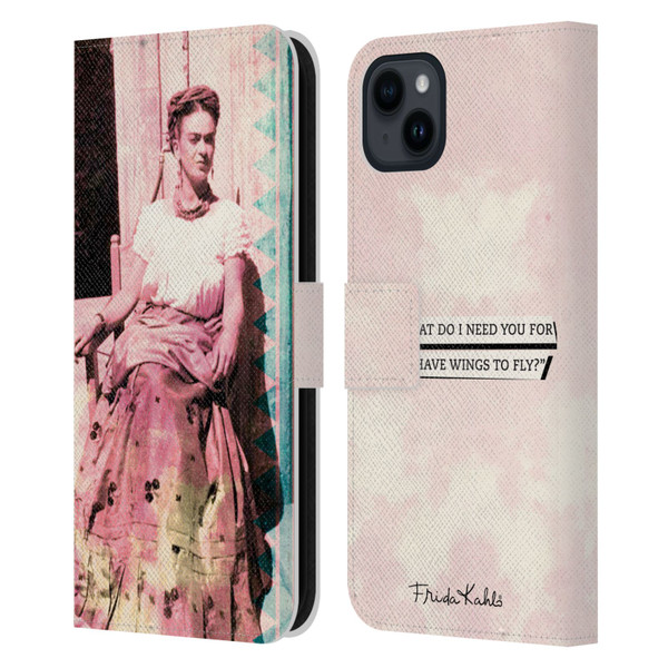 Frida Kahlo Portraits And Quotes Strange Leather Book Wallet Case Cover For Apple iPhone 15 Plus