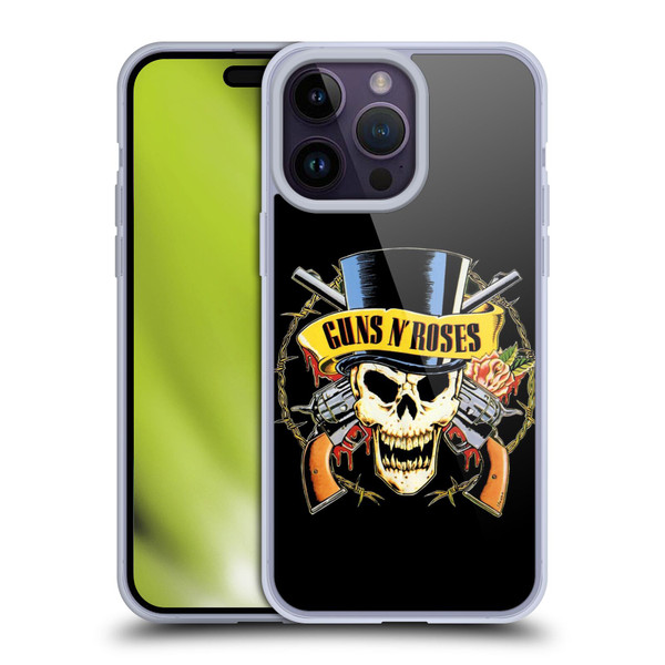 Guns N' Roses Key Art Top Hat Skull Soft Gel Case for Apple iPhone 14 Pro Max