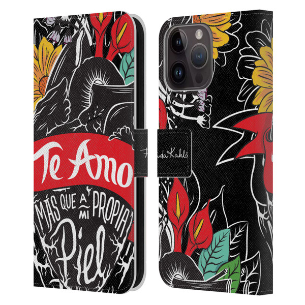 Frida Kahlo Typography Heart Leather Book Wallet Case Cover For Apple iPhone 15 Pro Max