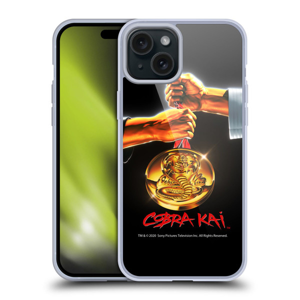 Cobra Kai Graphics Gold Medal Soft Gel Case for Apple iPhone 15 Plus & MagSafe