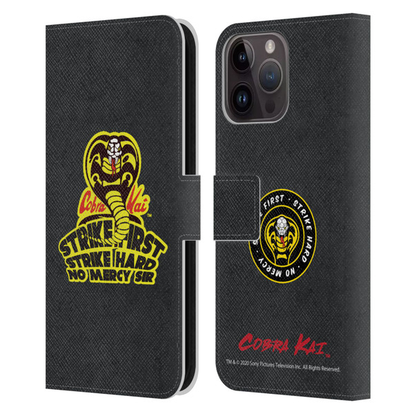 Cobra Kai Graphics 2 Strike Hard Logo Leather Book Wallet Case Cover For Apple iPhone 15 Pro Max