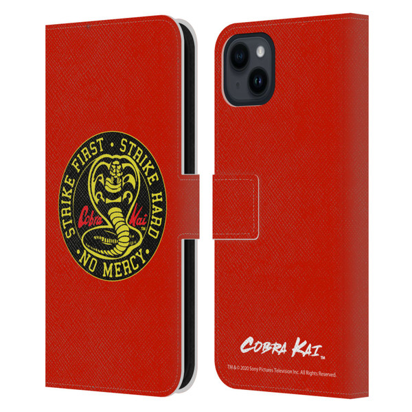 Cobra Kai Graphics Strike Logo Leather Book Wallet Case Cover For Apple iPhone 15 Plus
