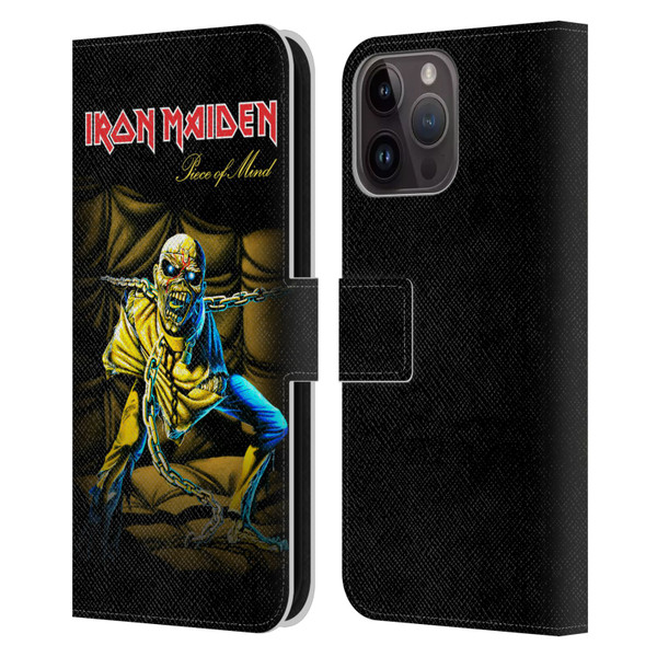 Iron Maiden Album Covers Piece Of Mind Leather Book Wallet Case Cover For Apple iPhone 15 Pro Max