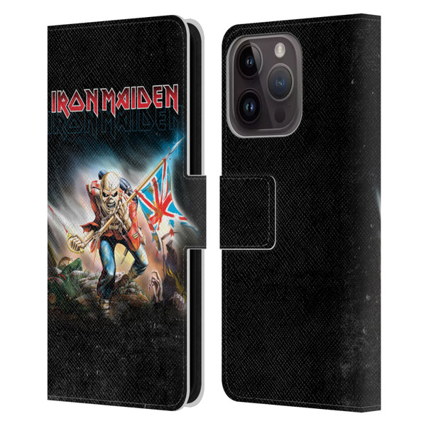 Iron Maiden Art Trooper 2016 Leather Book Wallet Case Cover For Apple iPhone 15 Pro